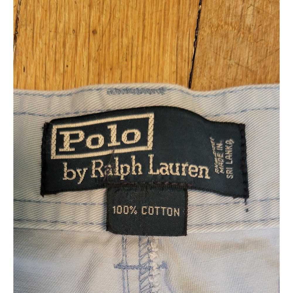 Polo Ralph Lauren Mens 35 Vintage Y2K Cargo Shorts 100% Cotton Light Blue - Picture 7 of 9
